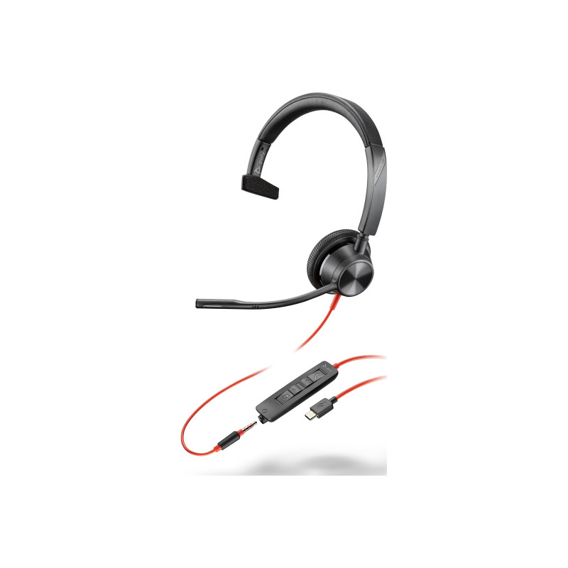 HP POLY BLACKWIRE 3315 UC , MONO USB-C CORDED HEADSET , 3.5MM INCL USB-A ADAPTOR