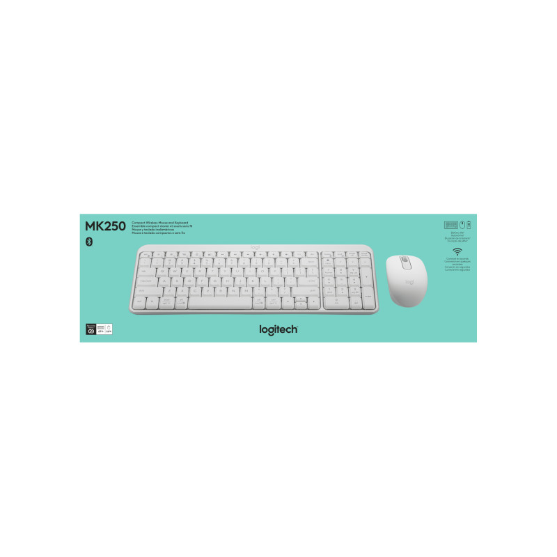LOGITECH MK250 COMPACT BT WIRELESS COMBO WHITE 1YR WNTY