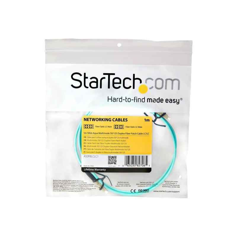STARTECH.COM 1M LC FIBER OPTIC CABLE ,10GB, MM DUPLEX 50 /125 - LSZH, LTW (AQUA)