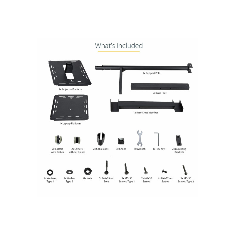 STARTECH.COM MOBILE PROJECTOR AND LAPTOP STAND/CART W/LOCKABLE WHEELS, 5 YR
