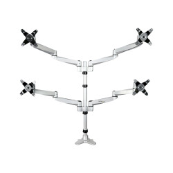 STARTECH.COM QUAD MONITOR DESK MOUNT <30", <10KG, FULL MOTION, H/ADJ, VESA, SILVER, 10YR