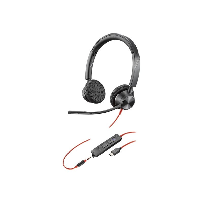 HP POLY BLACKWIRE 3325 MS , STEREO USB-C CORDED HEADSET, 3.5