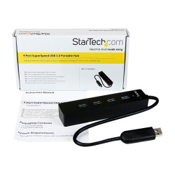 STARTECH 4 PORT PORTABLE SUPERSPEED USB 3.0 HUB WITH BUILT-IN CABLE 2YR