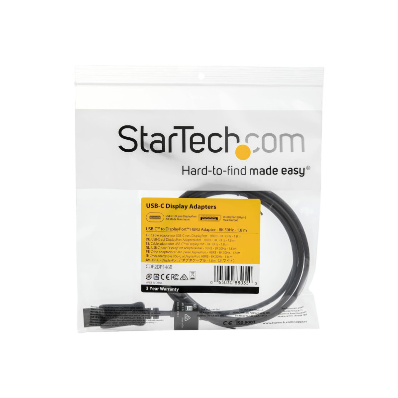 STARTECH.COM 2M USB-C (T/BOLT3) TO DP1.4 ADAPTER CABLE, 8K, 3YR