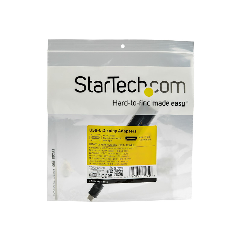 STARTECH.COM USB-C TO HDMI ADAPTER HDR 4K 60HZ USB-C TO HDMI 2.0 CONVERTER 3YR