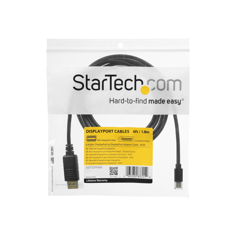 STARTECH.COM 90CM mDP TO DP ADAPTER CABLE (M/M), BLACK