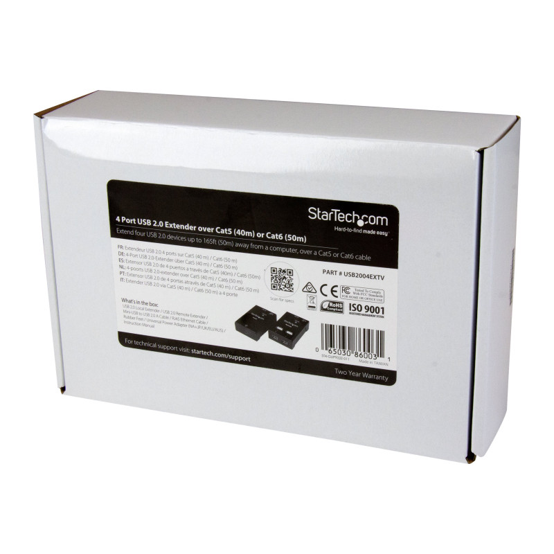 STARTECH 4 PORT USB 2.0 EXTENDER OVER EHERNET, CAT5 AND CAT6, 2YR