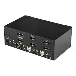 STARTECH 2 PORT DUAL DISPLAYPORT KVM SWITCH, USB, AUDIO, HOTKEY, NO CABLE, 3YR