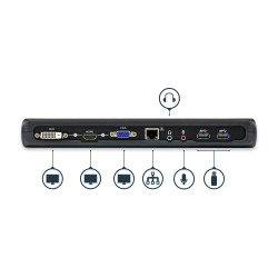 STARTECH USB 3.0 DOCK, DUAL DISPLAY, HDMI, DVI, VGA, USB(3), RJ45, 3YR
