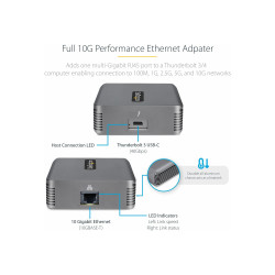 STARTECH THUNDERBOLT 3 TO ETHERNET ADAPTER 10G, THUNDERBOLT TO RJ45/NIC 2YR