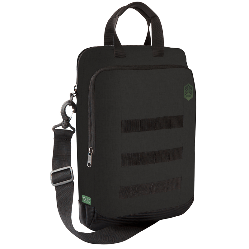 STM (ACE ECO VERTICAL SUPER CARGO) LAPTOP SHOULDERBAG, FITS UP TO 14", BLACK , 3YR WTY