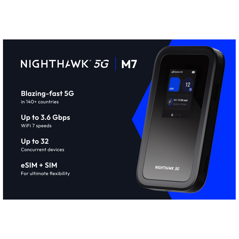 NETGEAR (MH7150) NIGHTHAWK M7 WI-FI 7 5G ESIM MOBILE ROUTER,