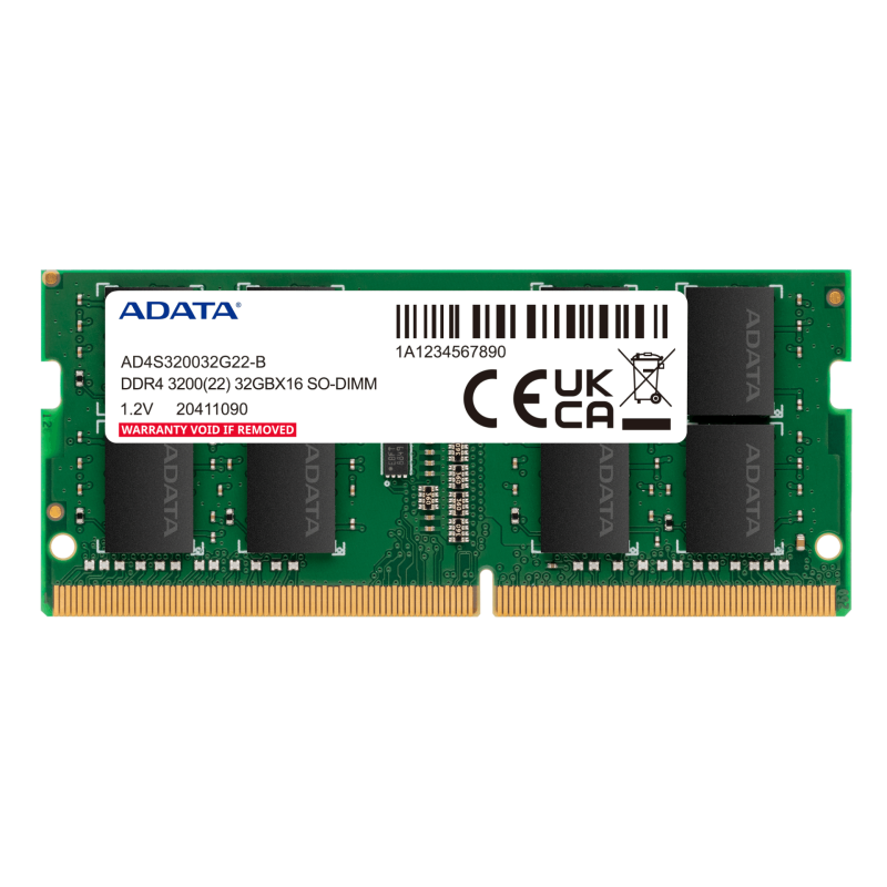 ADATA 8GB DDR4-3200 SODIMM MEMORY, 3YR