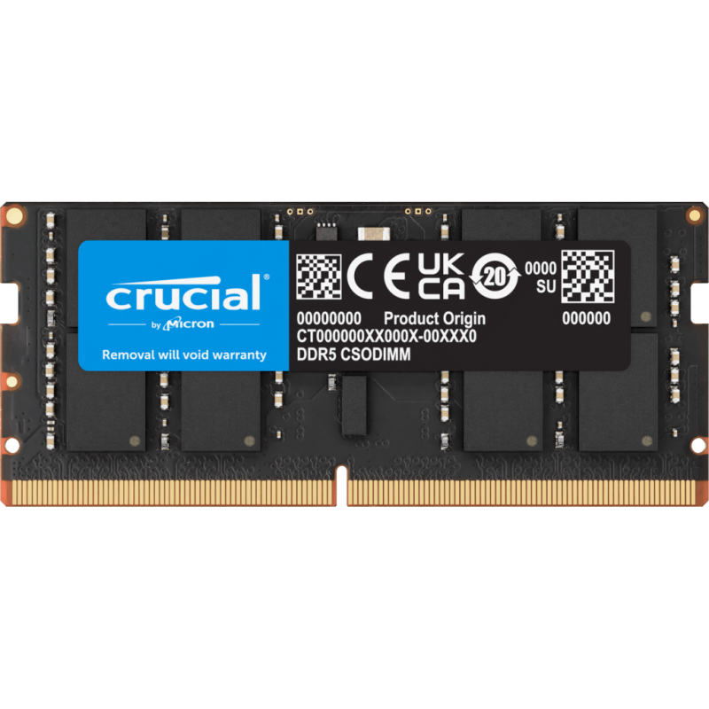 CRUCIAL 16GB DDR5 NOTEBOOK MEMORY, PC5-51200, 6400MHz, CSODIMM, LIFE WTY