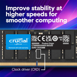 CRUCIAL 16GB DDR5 NOTEBOOK MEMORY, PC5-51200, 6400MHz, CSODIMM, LIFE WTY