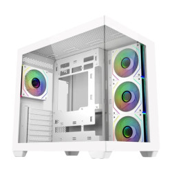 COOLER MASTER ATX CASE, DUAL TEMPERED GLASS PANEL, ARGB FANS(4), WHITE, 2YR