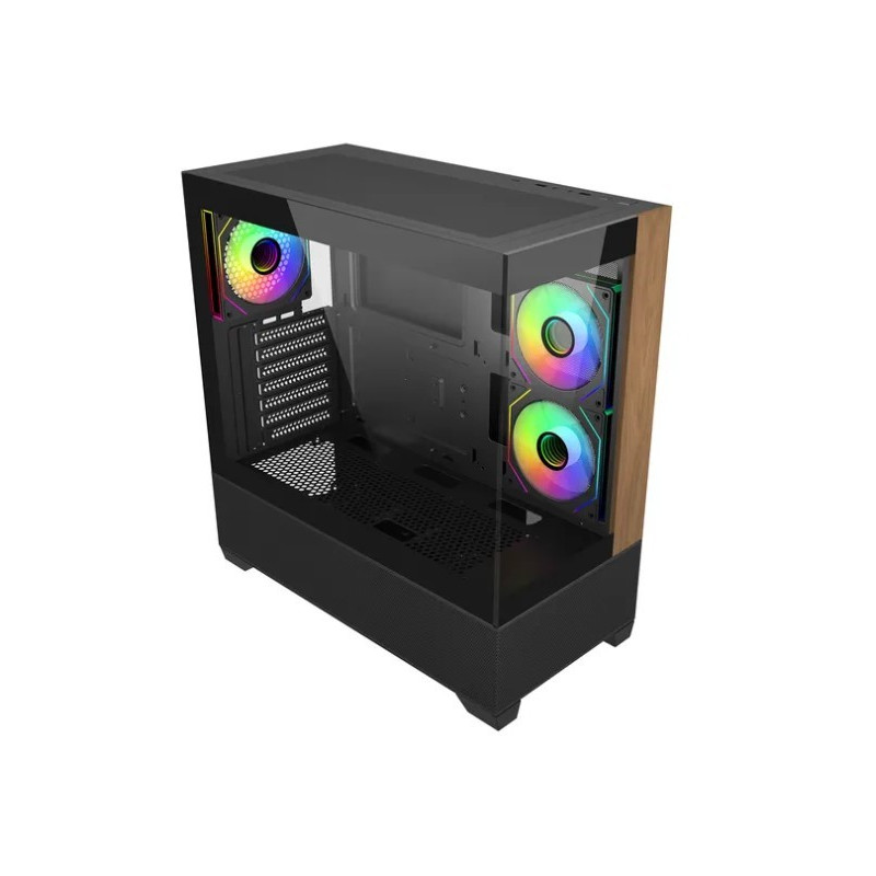 COOLER MASTER ATX CASE, WOOD FRONT PANEL, 270 GLASS, ARGB FANS(3), 2YR