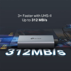 TP-LINK USB 3.0 TYPE-C TO SD & MICROSD 3.0 CARD READER, UHS-II, BLACK