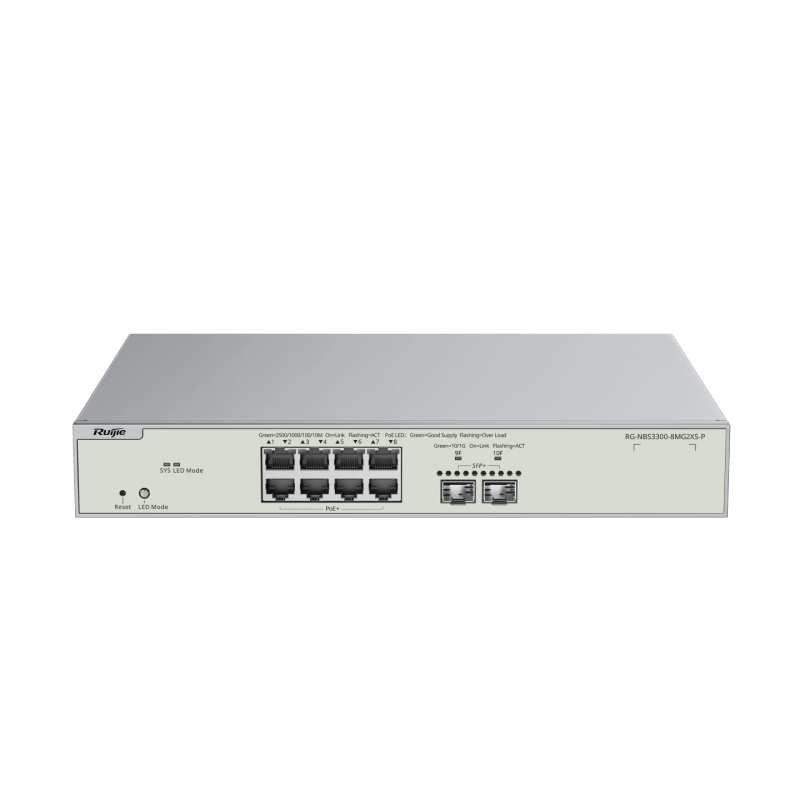 RUIJIE REYEE 8P MULTI GIGABIT L2+ MANAGED SWITCH - 8 POE+(240W) -8X 2.5G + 2X 10G SFP+,5YR