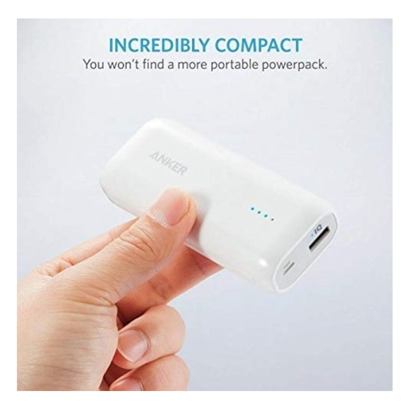 ANKER ASTRO E1 5200MAH POWER BANK - USB-A AND MICRO USB PORTWHITE