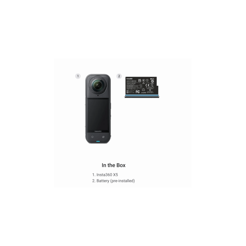 INSTA360 X5 CAMERA (STARTER BUNDLE),  LENS CAP x1, BATTERY x