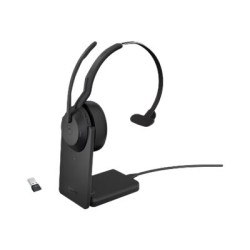 JABRA WIRELESS EVOLVE2 55 MS MONO BLUETOOTH ANC HEADSET W/CHARGING STAND+LINK390A, USB-A