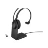 JABRA WIRELESS EVOLVE2 55 MS MONO BLUETOOTH ANC HEADSET W/CHARGING STAND+LINK390A, USB-A