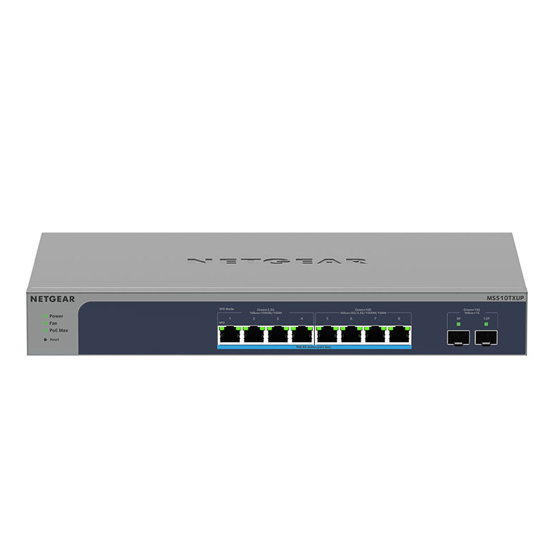 NETGEAR (MS510TXUP) 10-PORT SMART MULTI-GIG SWITCH- POE++(8) 295W, SFP+(2), LIFE WTY