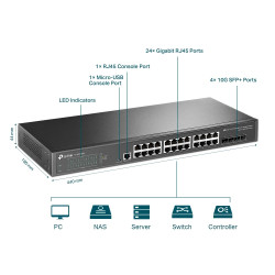 TP-LINK OMADA 24-PORT MANAGED GIGABIT L2+ SWITCH, SFP+(4), 5YR