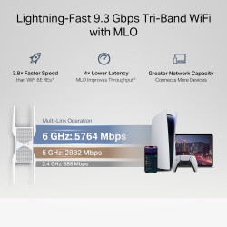 TP-LINK BE9300 TRI BAND WI-FI 7 RANGE EXTENDER, EASYMESH, 2.5 GbE(1), ANT (4), 3YR