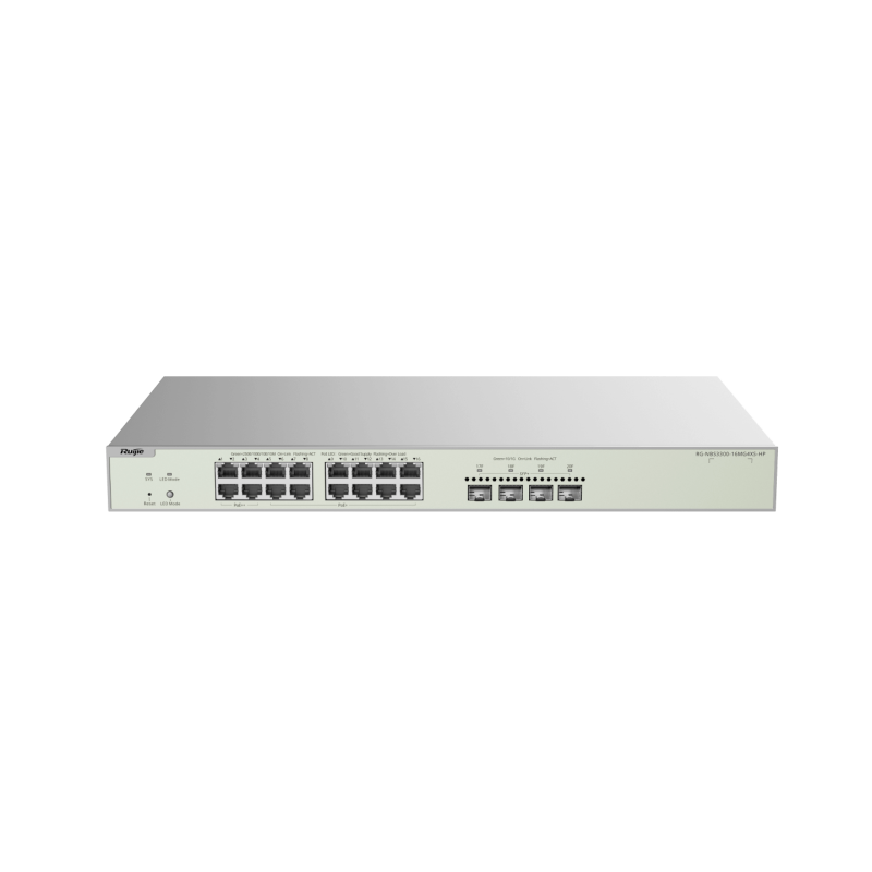 RUIJIE REYEE 16P MULTI GIG L2+ SWITCH - 12 POE+ & 4 POE++(370W)-16X 2.5G + 4X 10G SFP+.5YR