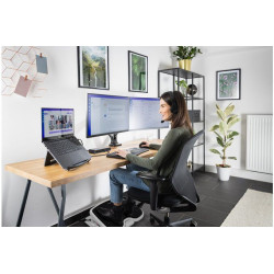 KENSINGTON PREMIUM DUAL MONITOR ARM, UP TO 32" & 9KG, H/ADJ, VESA 75x75, 100x100 - BLACK