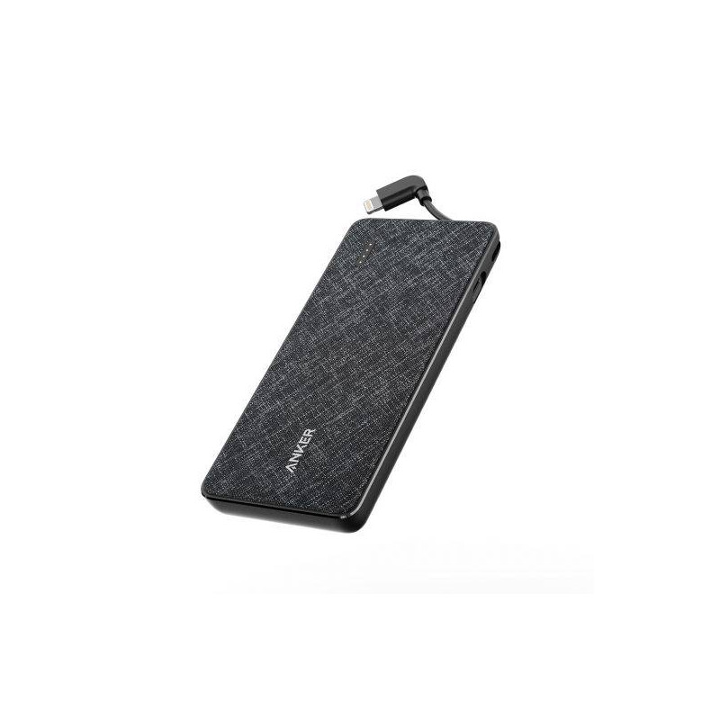 ANKER POWER BANK 10000 WITH LIGHTNING CABLE - BLACK FABRIC