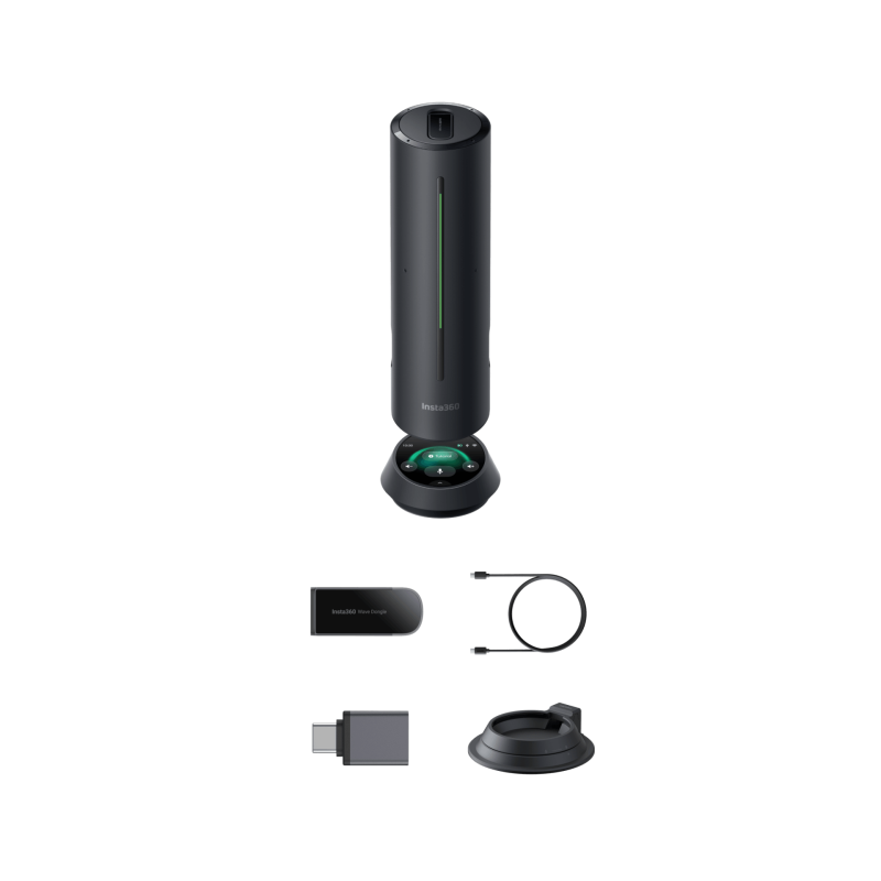 INSTA360 WAVE FOR BUSINESS, SPEAKER PHONE, AI TRANSCRIPT, 3DMIC, TABLE MOUNT, (BLACK), 2YR