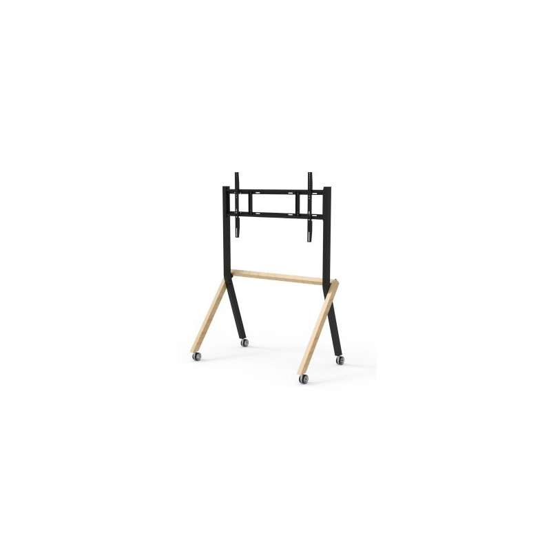 KARTER (KMSS-OB), SYNERGY MOBILE STAND, OF BLACK AMERICAN OAK STEEL, FOR 55" TO 105"